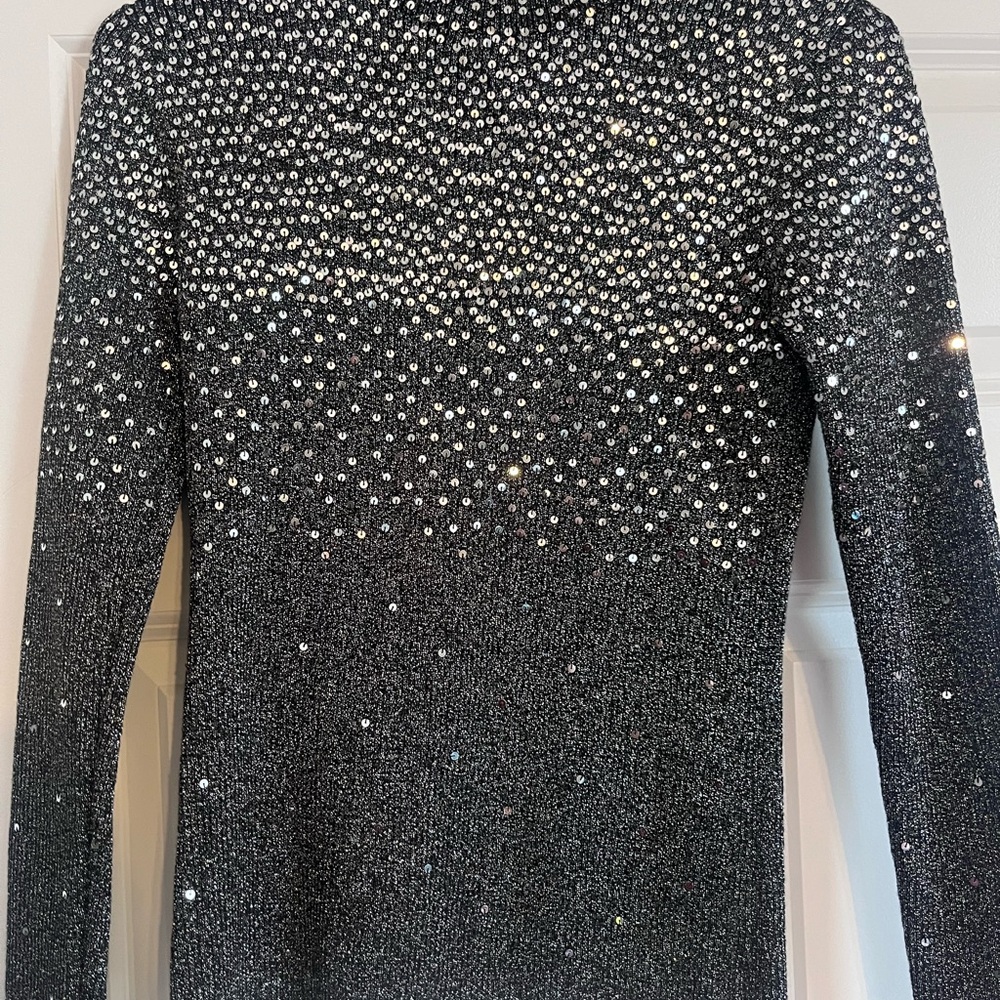Once 1 Again Charcoal Grey Embellished Mockneck Sweater M
